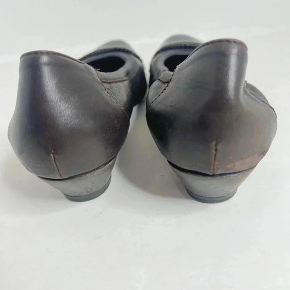 AGL Brown Leather Rounded Toe Heels Heeled Ballet Shoes Size 39.5 - Picture 11 of 12
